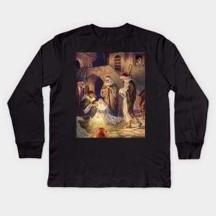 Vintage Christmas Nativity Scene Kids Long Sleeve T-Shirt